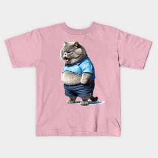 Funny Chubby Cat, Fat Angry cat Kids T-Shirt